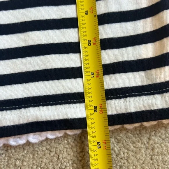 J. Crew Teal Royal Navy Cream Stripe Top Blouse Women Size S Modern Classic - Picture 6 of 7